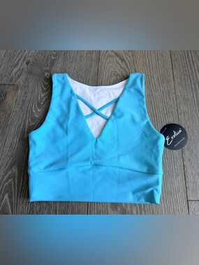 Exotica Aqua Blue Performance Reversible Comfort Crop Top Size Small